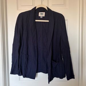 Navy Blue Linen-Blend Women's Blazer